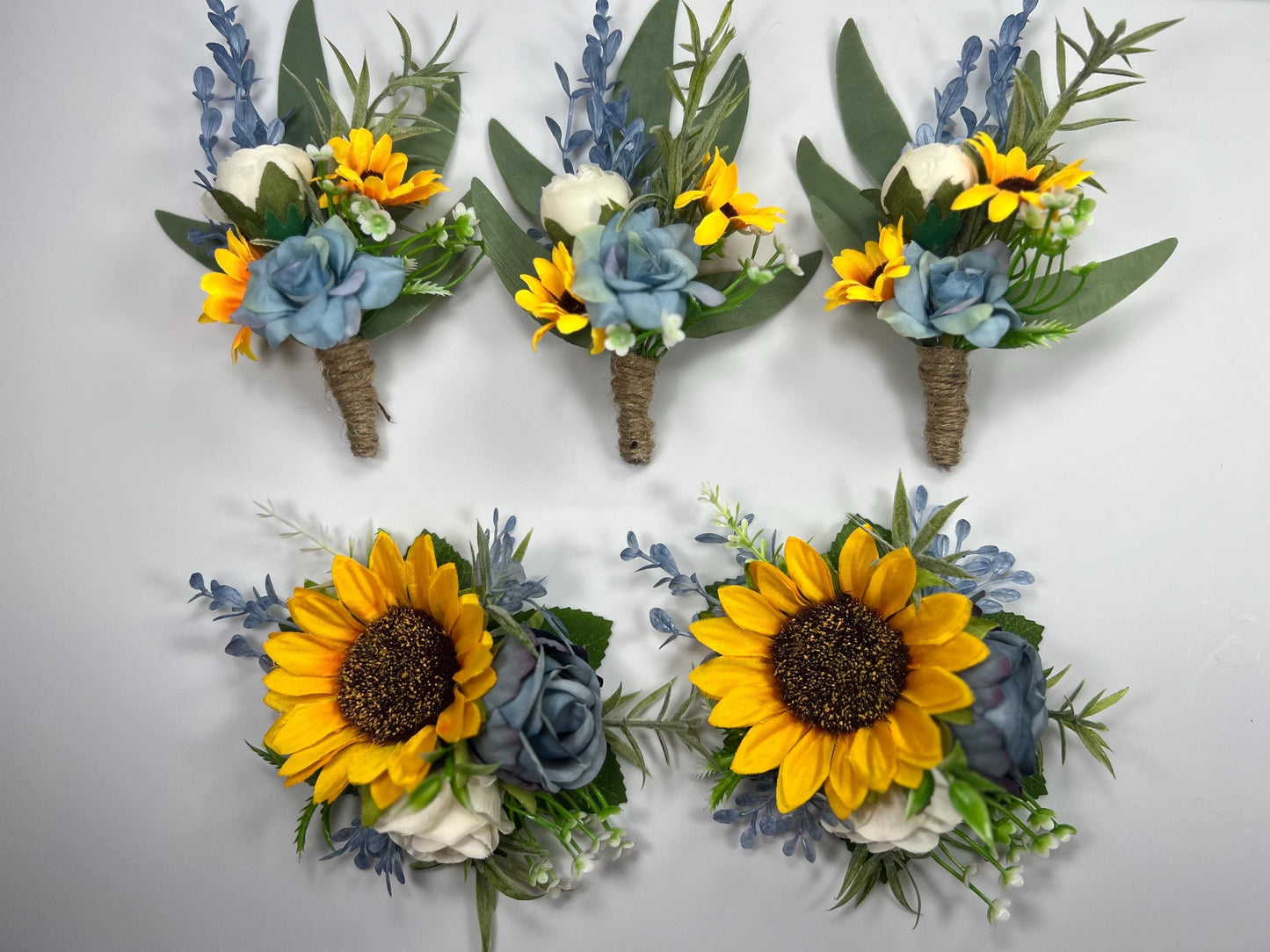 Sunflower Corsage Wedding Dusty Blue Sunflower Wrist Corsage Mom Yellow Sunflower Corsages Blue Sunflower Fall Baby Breath White Corsage