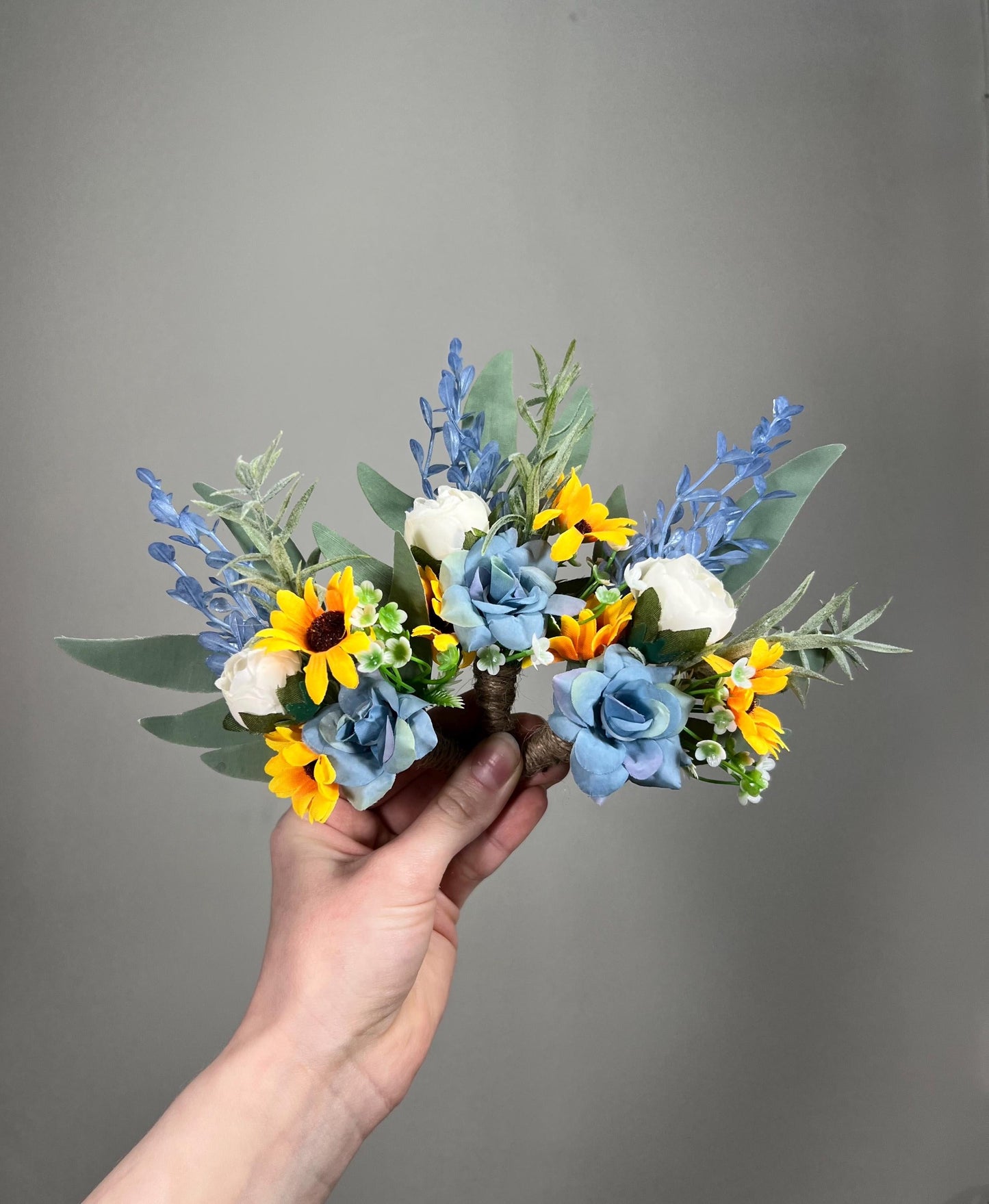 Sunflower Corsage Wedding Dusty Blue Sunflower Wrist Corsage Mom Yellow Sunflower Corsages Blue Sunflower Fall Baby Breath White Corsage