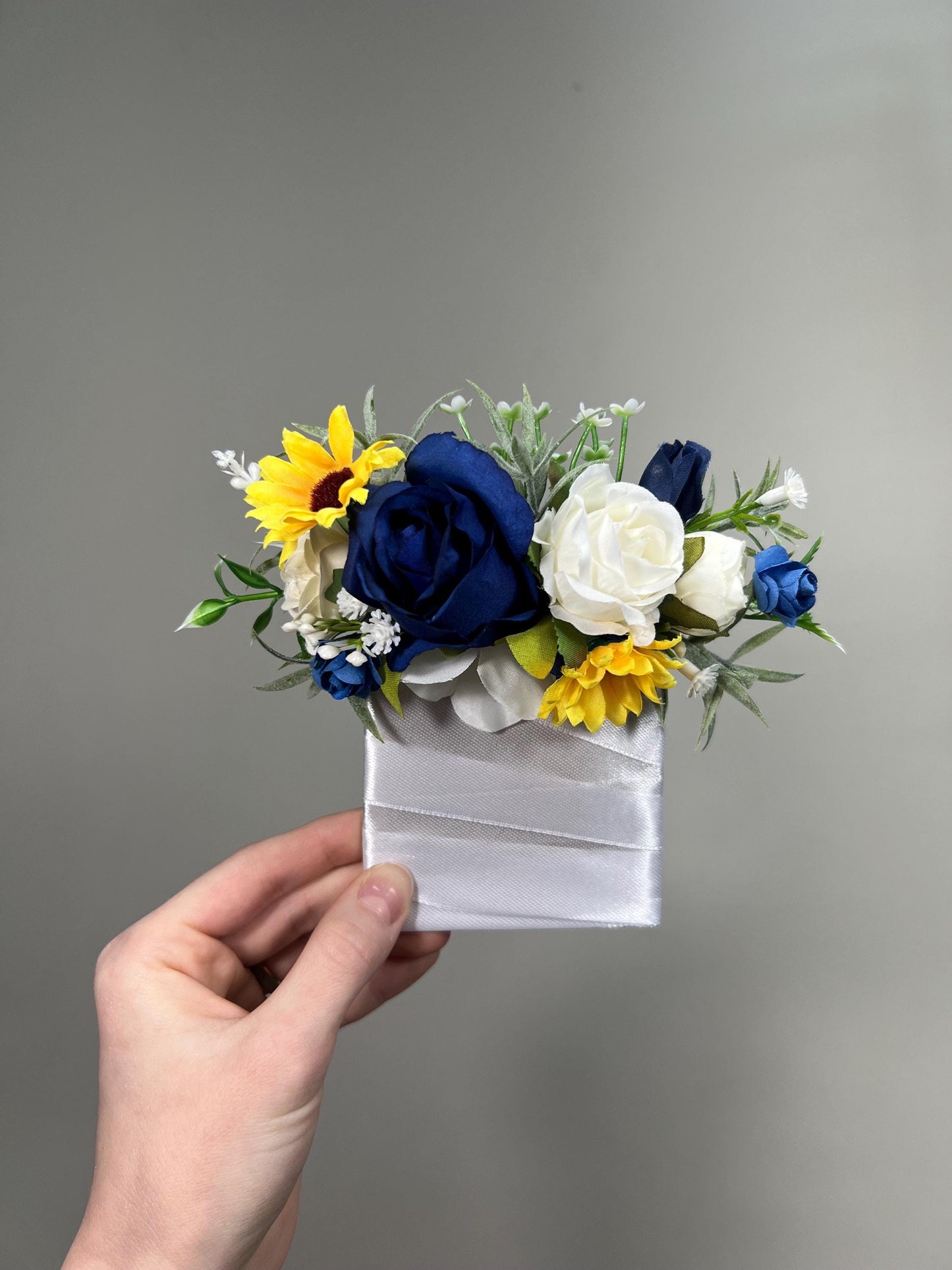 Sunflower Navy Blue Pocket Boutonniere Wedding Sunflowers Navy Blue Yellow Sunflowers White Groom Boutonniere Groomsmen Father Artificial
