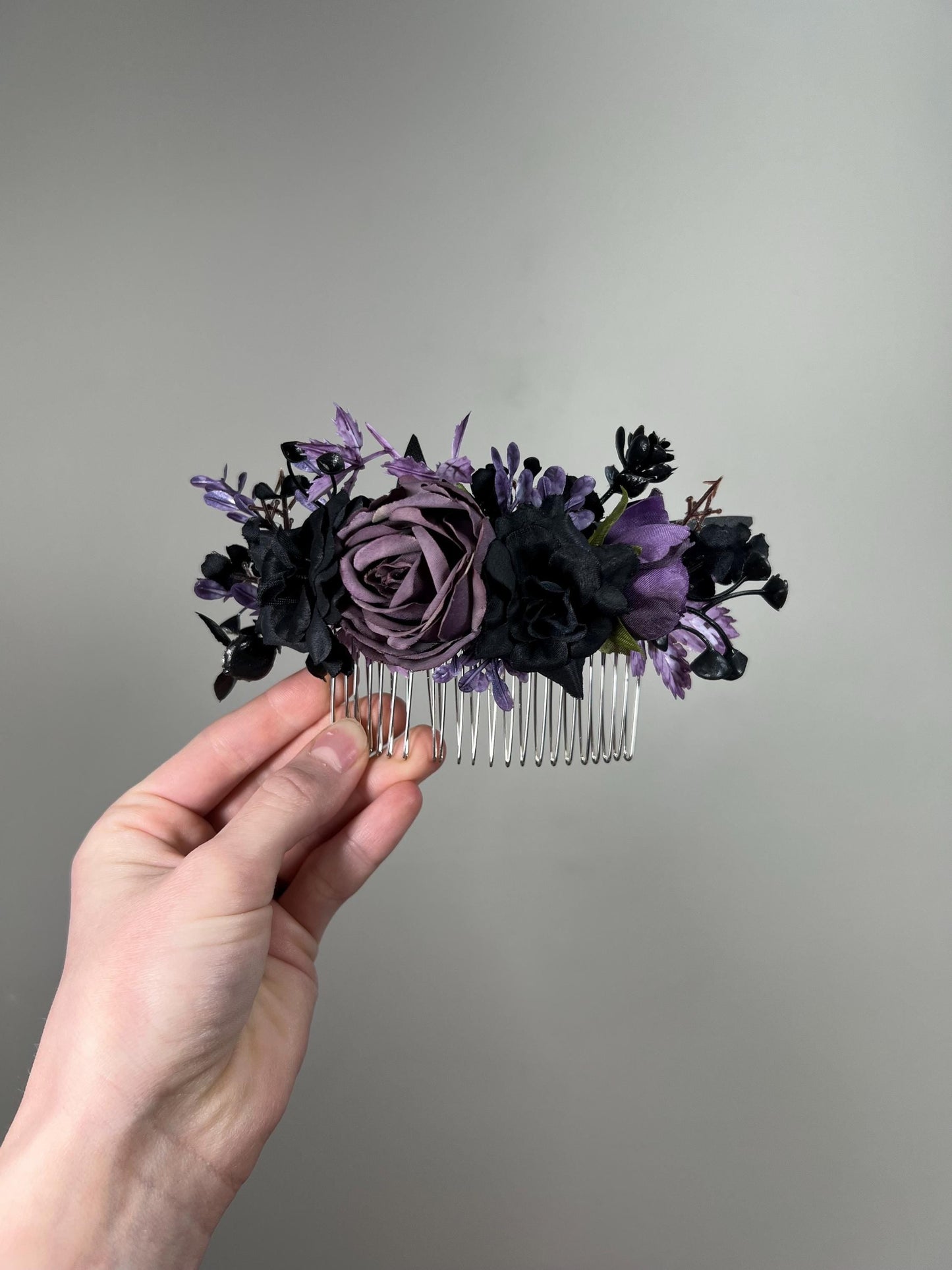 Black Purple Corsage Wedding Gothic Wrist Corsage Bridesmaids Black Plum Corsage Mom Plum Black Dark Purple Corsage Prom Artificial Flower